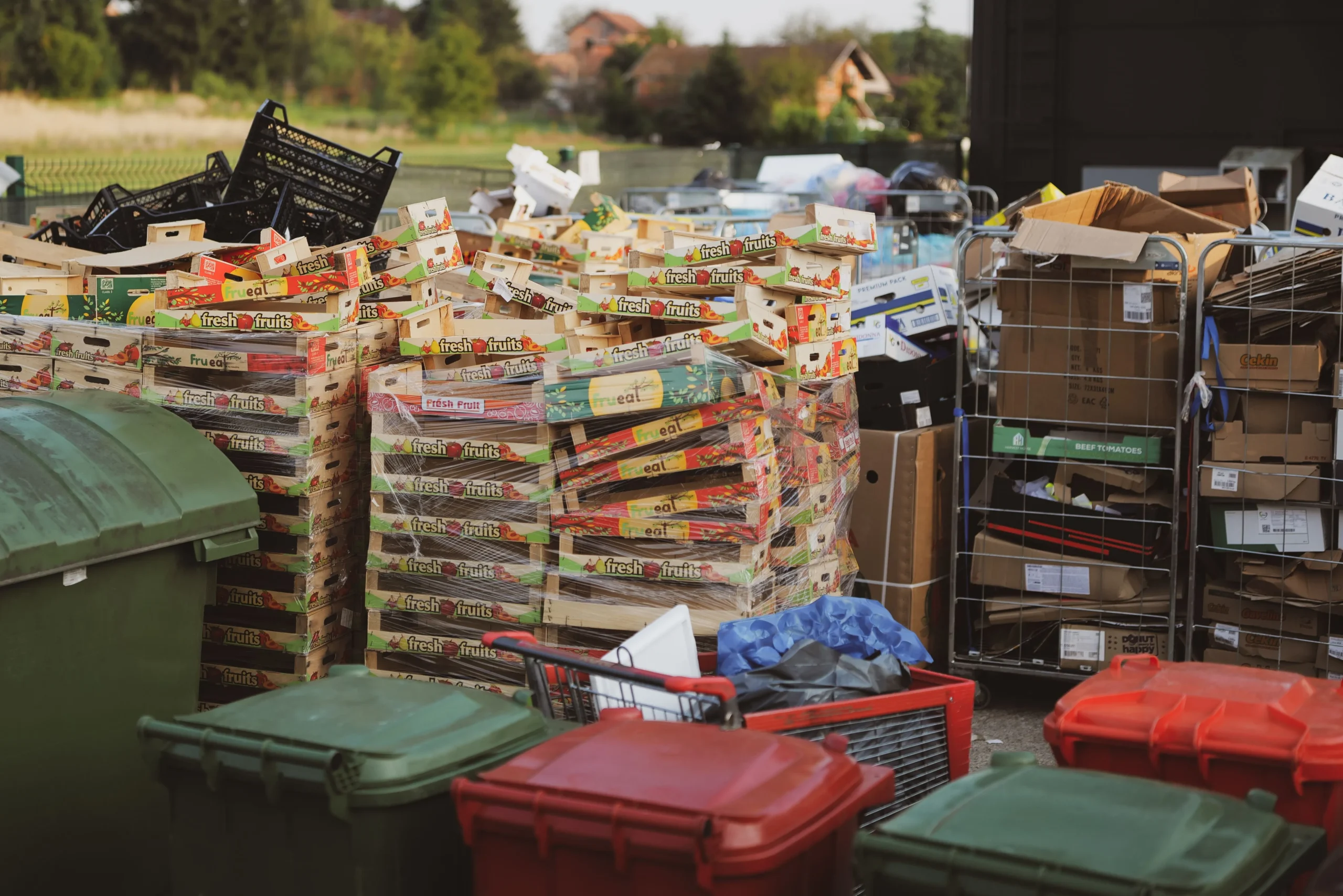 Removed material sorted into crates and bins for recycling rather than landfill